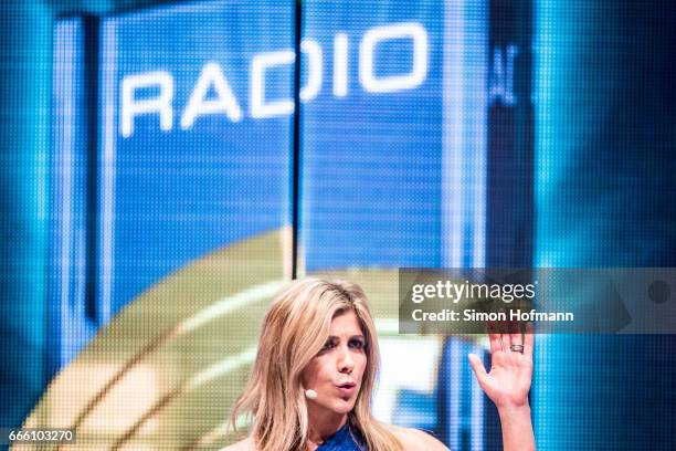 Panagiota Petridou holds a speech during the Radio Regenbogen Award 2017 at Europapark on April 7, 2017 in Rust, Germany.