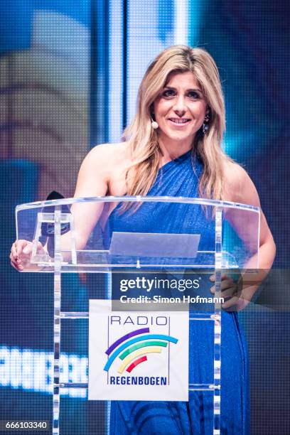 Panagiota Petridou holds a speech during the Radio Regenbogen Award 2017 at Europapark on April 7, 2017 in Rust, Germany.