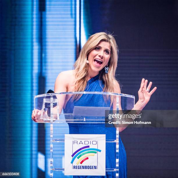 Panagiota Petridou holds a speech during the Radio Regenbogen Award 2017 at Europapark on April 7, 2017 in Rust, Germany.