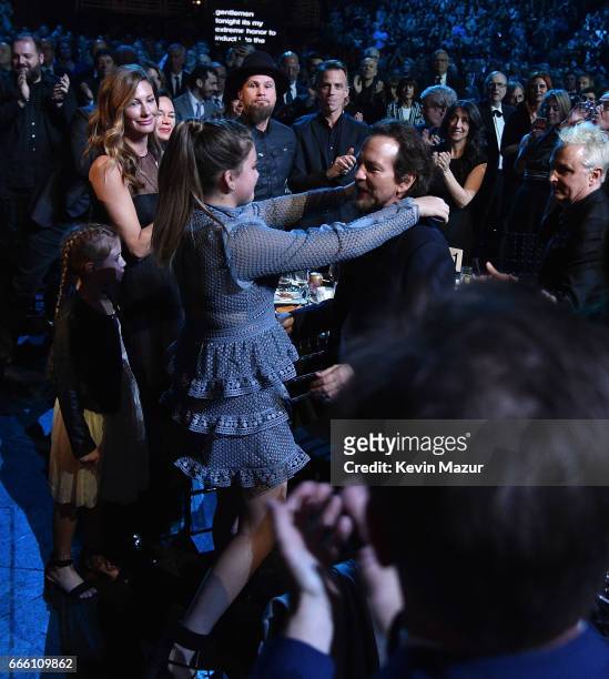 Olivia Vedder and inductee Eddie Vedder of Peal Jam attend 32nd Annual Rock & Roll Hall Of Fame Induction Ceremony at Barclays Center on April 7,...