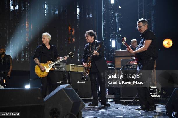 Inductees Mike McCready of Pearl Jam and Neal Schon of Journey perform onstage during the 32nd Annual Rock & Roll Hall Of Fame Induction Ceremony at...