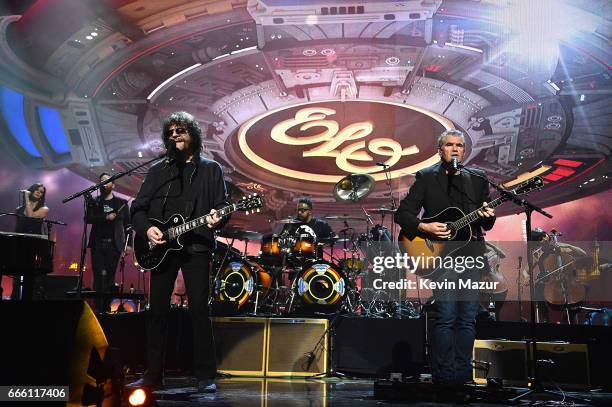 Inductee Jeff Lynne of ELO performs onstage during the 32nd Annual Rock & Roll Hall Of Fame Induction Ceremony at Barclays Center on April 7, 2017 in...