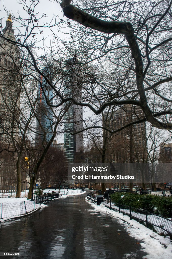 Madison Square Park in Manhattan, New York City in winter