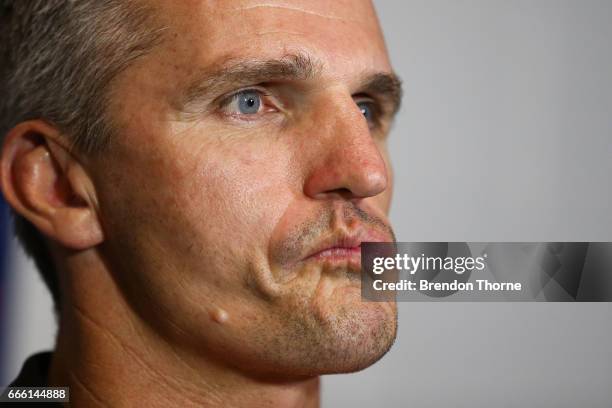 West Tigers coach, Ivan Cleary speaks with the media following the round six NRL match between the North Queensland Cowboys and the Wests Tigers at...
