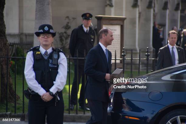 Prince William the Duke Of Cambridge attends a service of thanksgiving in honour of the late British photographer Antony Armstrong-Jones, the former...