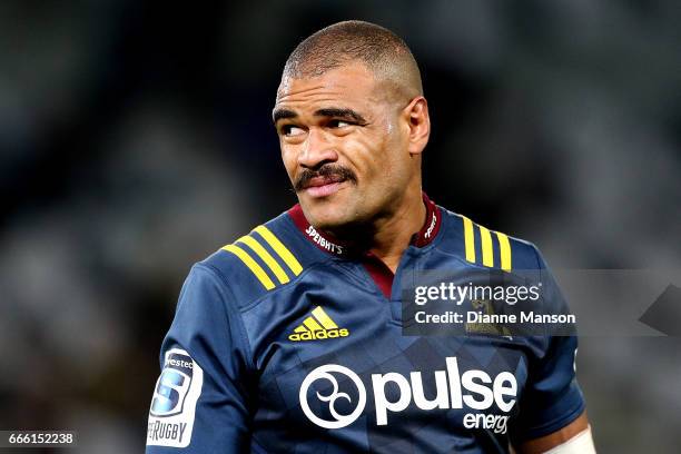 Patrick Osborne of the Highlanders looks on during the round seven Super Rugby match between the Highlanders and the Blues on April 8, 2017 in...