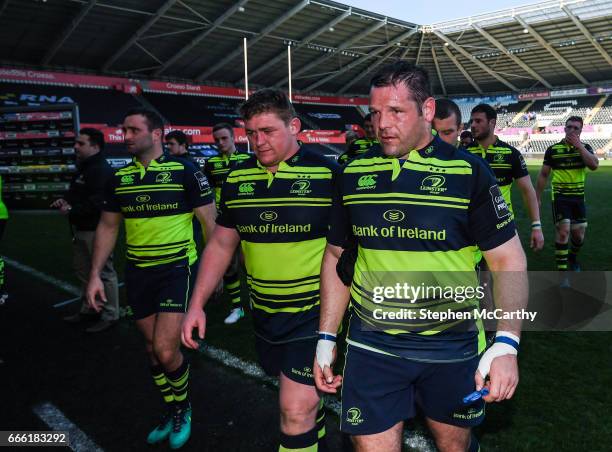 Wales , United Kingdom - 8 April 2017; Mike Ross of Leinster following the Guinness PRO12 Round 19 match between Ospreys and Leinster at the Liberty...