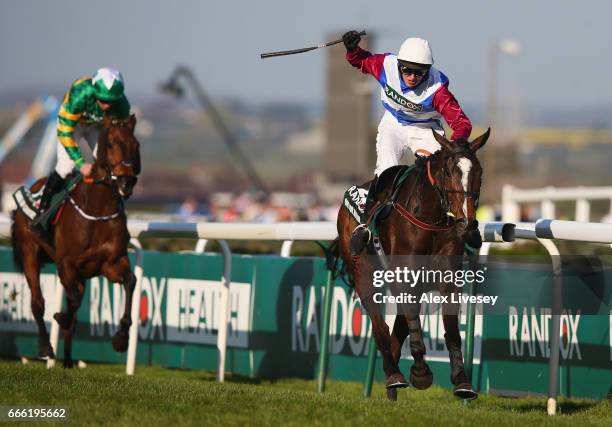 Derek Fox riding One For Arthur wins the 2017 Randox Heath Grand National at Aintree Racecourse on April 8, 2017 in Liverpool, England.