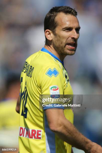 Hugo Campagnaro of Pescara Calcio reacts during the Serie A match between Empoli FC and Pescara Calcio at Stadio Carlo Castellani on April 8, 2017 in...