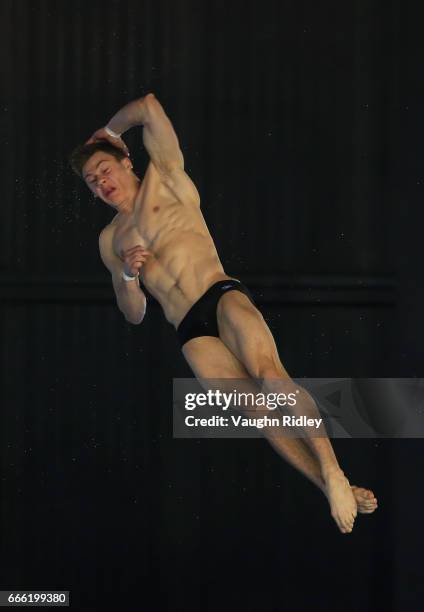 Vincent Riendeau of Canada competes in the Men's 10m Prelim during Day One of the 2017 Canada Cup/FINA Diving Grand Prix at Centre Sportif de...