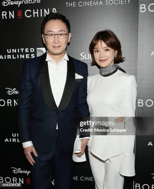 Director Lu Chuan and Hu Die attends Dr. Jane Goodall, Director Lu Chuan And Producers Roy Conli And Brian Leith Arrive At The New York premiere Of...