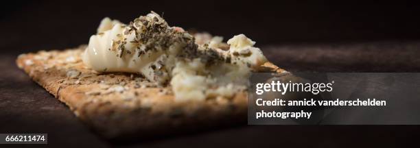cracker with russian salad. - zakuski stock pictures, royalty-free photos & images