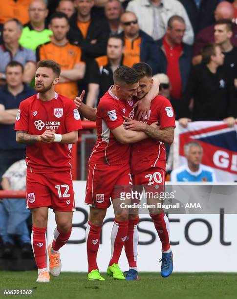 Jamie Paterson of Bristol City celebrates after scoring a goal to make it 1-0 during the Sky Bet Championship match between Bristol City and...
