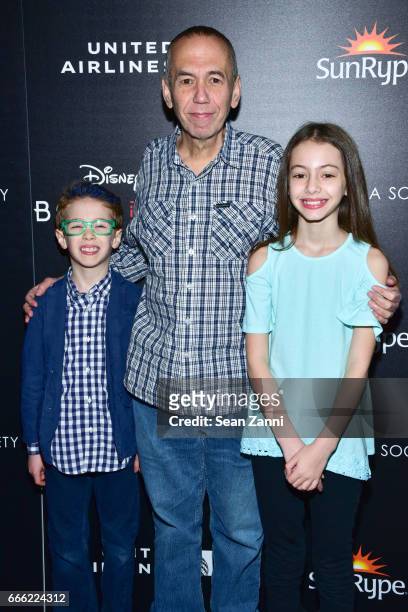 Max Aaron Gottfried, Gilbert Gottfried and Lily Aster Gottfried attend Disneynature and The Cinema Society Host the Premiere of "Born in China" at...