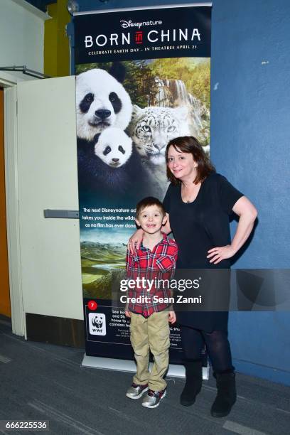 Eli Benjamin Wahl and Rachel Dratch attend Disneynature and The Cinema Society Host the Premiere of "Born in China" at the Landmark Sunshine Theater...