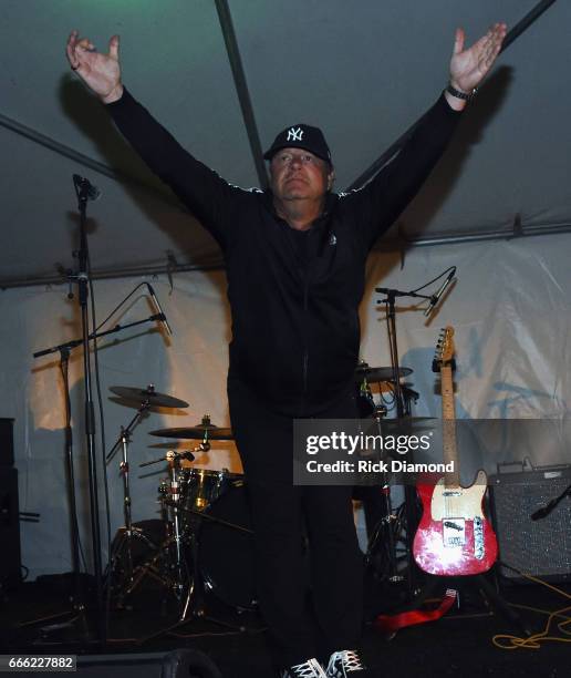 Fran Moran of Fran Moran and the Nervous Wrecks make a rare appearance to benefit The TJ Martell Foundation during Day 2 at Country Thunder Music...