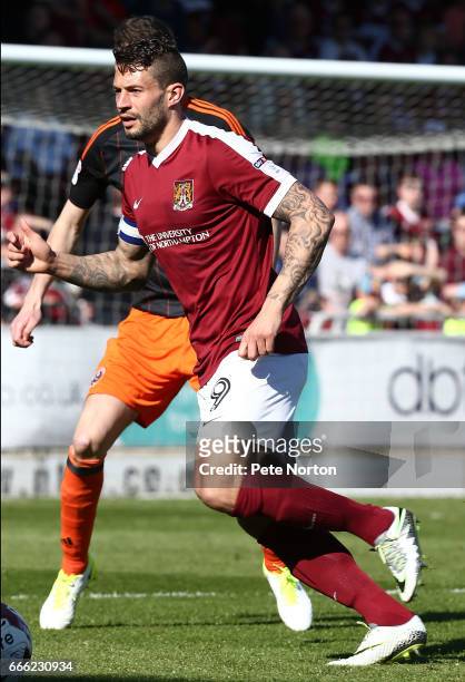 Marc Richards of Northampton Town in action during the Sky Bet League One match between Northampton Town and Sheffield United at Sixfields on April...