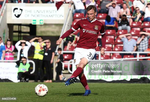 Matt Taylor of Northampton Town in action during the Sky Bet League One match between Northampton Town and Sheffield United at Sixfields on April 8,...
