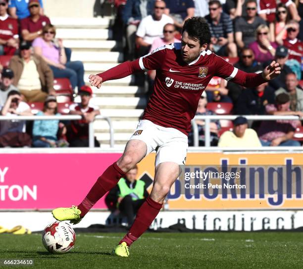 Brendan Moloney of Northampton Town in action during the Sky Bet League One match between Northampton Town and Sheffield United at Sixfields on April...