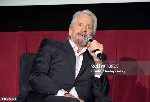 Actor Michael Douglas speaks onstage at the screening of 'The China Syndrome' during the 2017 TCM Classic Film Festival on April 8, 2017 in Los...