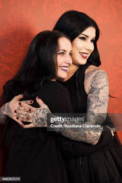 Kat Von D poses for photos with fans at Sephora, C.so Vittorio Emanuele Milan on April 8, 2017 in Milan, Italy.