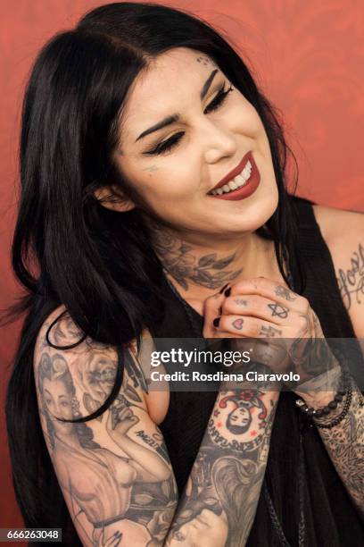 Kat Von D at Sephora, C.so Vittorio Emanuele Milan on April 8, 2017 in Milan, Italy.