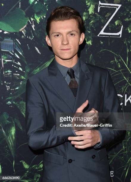 Actor Tom Holland arrives at the Premiere of Amazon Studios' 'The Lost City of Z' at ArcLight Hollywood on April 5, 2017 in Hollywood, California.