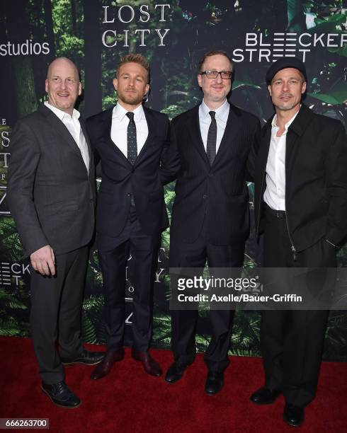 Producer Dale Johnson, actor Charlie Hunnam, director James Gray and executive producer Brad Pitt arrive at the Premiere of Amazon Studios' 'The Lost...