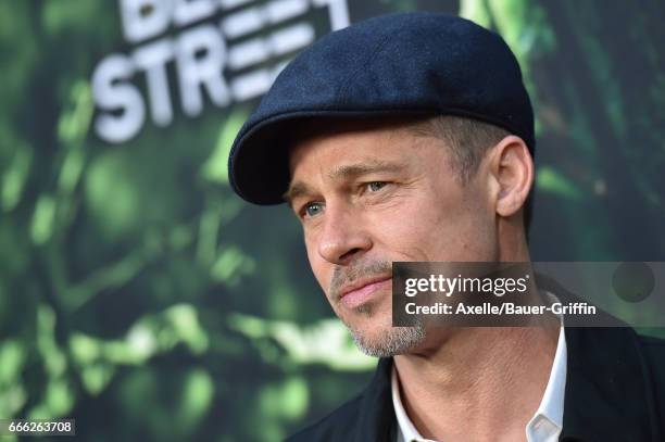 Executive producer Brad Pitt arrives at the Premiere of Amazon Studios' 'The Lost City of Z' at ArcLight Hollywood on April 5, 2017 in Hollywood,...