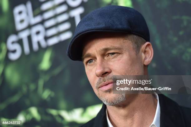 Executive producer Brad Pitt arrives at the Premiere of Amazon Studios' 'The Lost City of Z' at ArcLight Hollywood on April 5, 2017 in Hollywood,...