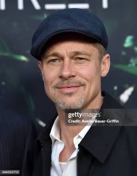 Executive producer Brad Pitt arrives at the Premiere of Amazon Studios' 'The Lost City of Z' at ArcLight Hollywood on April 5, 2017 in Hollywood,...