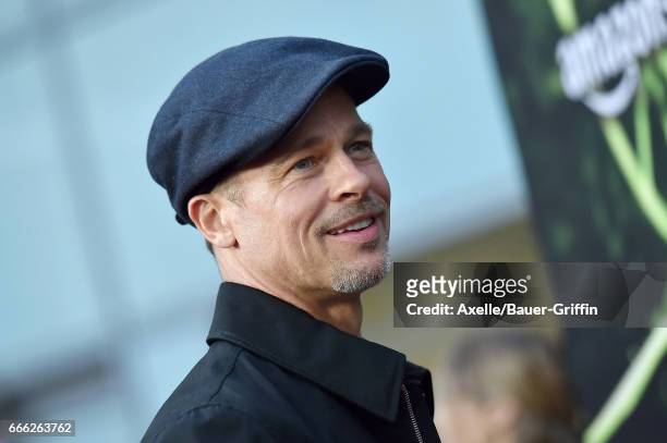 Executive producer Brad Pitt arrives at the Premiere of Amazon Studios' 'The Lost City of Z' at ArcLight Hollywood on April 5, 2017 in Hollywood,...