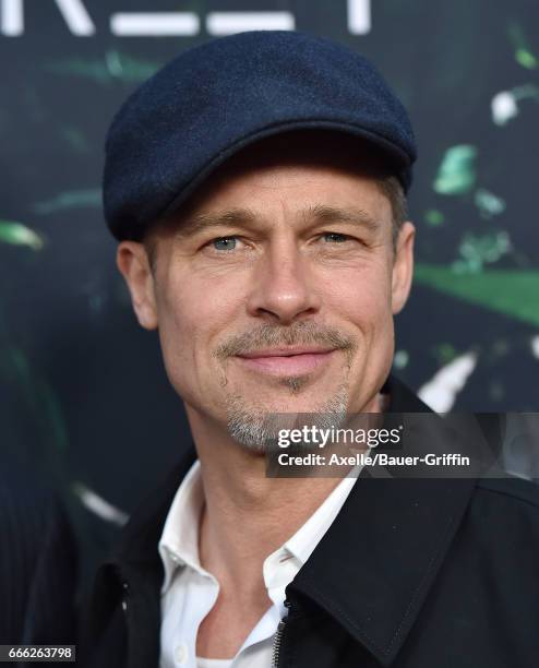 Executive producer Brad Pitt arrives at the Premiere of Amazon Studios' 'The Lost City of Z' at ArcLight Hollywood on April 5, 2017 in Hollywood,...