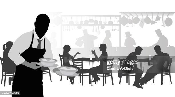 french cafe server - restaurant waiter stock illustrations