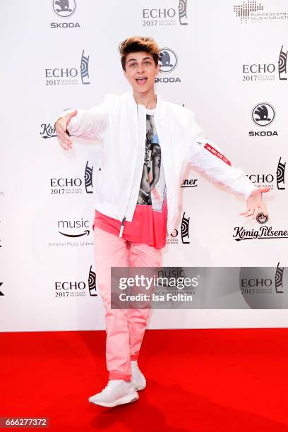 German singer Lukas Rieger during the Echo award red carpet on April 6, 2017 in Berlin, Germany.