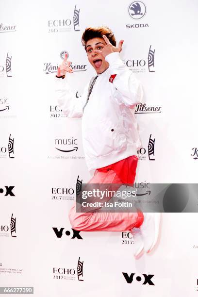 German singer Lukas Rieger during the Echo award red carpet on April 6, 2017 in Berlin, Germany.