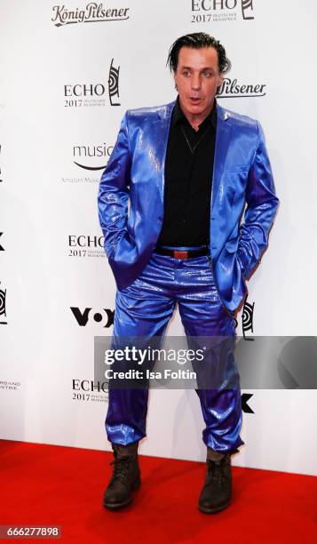 Rammstein singer Till Lindemann during the Echo award red carpet on April 6, 2017 in Berlin, Germany.