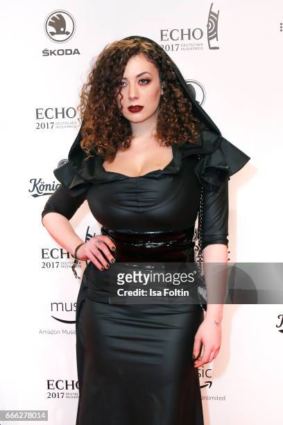 Model Leila Lowfire during the Echo award red carpet on April 6, 2017 in Berlin, Germany.
