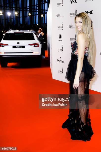 German presenter Viviane Geppert during the Echo award red carpet on April 6, 2017 in Berlin, Germany.