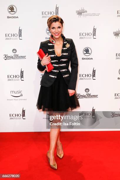 German singer Anna-Maria Zimmermann during the Echo award red carpet on April 6, 2017 in Berlin, Germany.