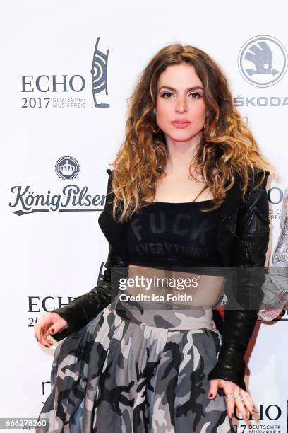 Larissa Freitag during the Echo award red carpet on April 6, 2017 in Berlin, Germany.