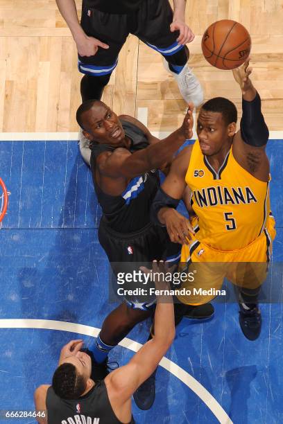Lavoy Allen of the Indiana Pacers shoots the ball against the Orlando Magic on March 24, 2017 at Amway Center in Orlando, Florida. NOTE TO USER: User...