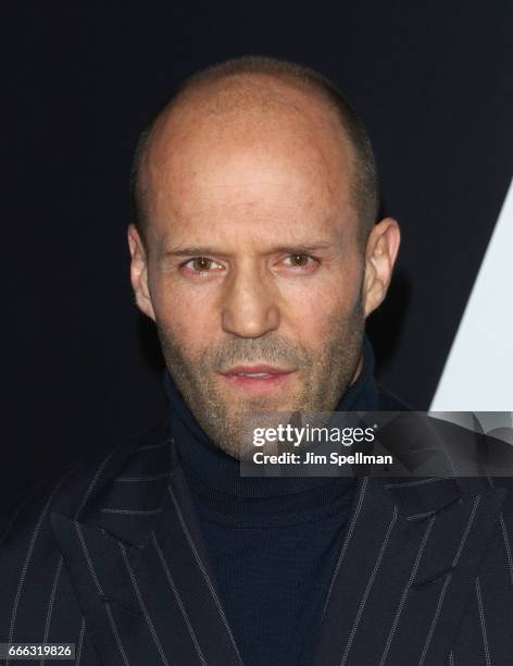 Actor Jason Statham attends "The Fate Of The Furious" New York premiere at Radio City Music Hall on April 8, 2017 in New York City.