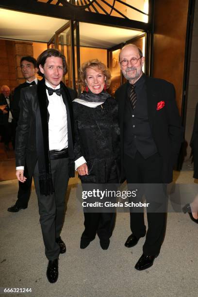 Gaby Dohm and her partner Peter Deutsch and her son Julian Plica during the opening of the Easter Festival 2017 'Walkuere' opera premiere on April 8,...