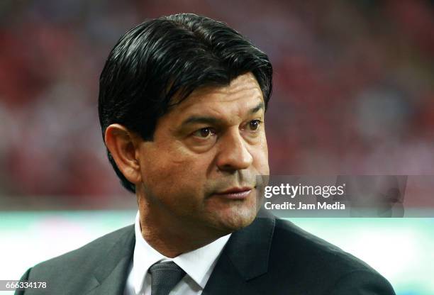 Jose Cardozo coach of Puebla looks on during the 13th round match between Chivas and Puebla as part of the Torneo Clausura 2017 Liga MX at Chivas...