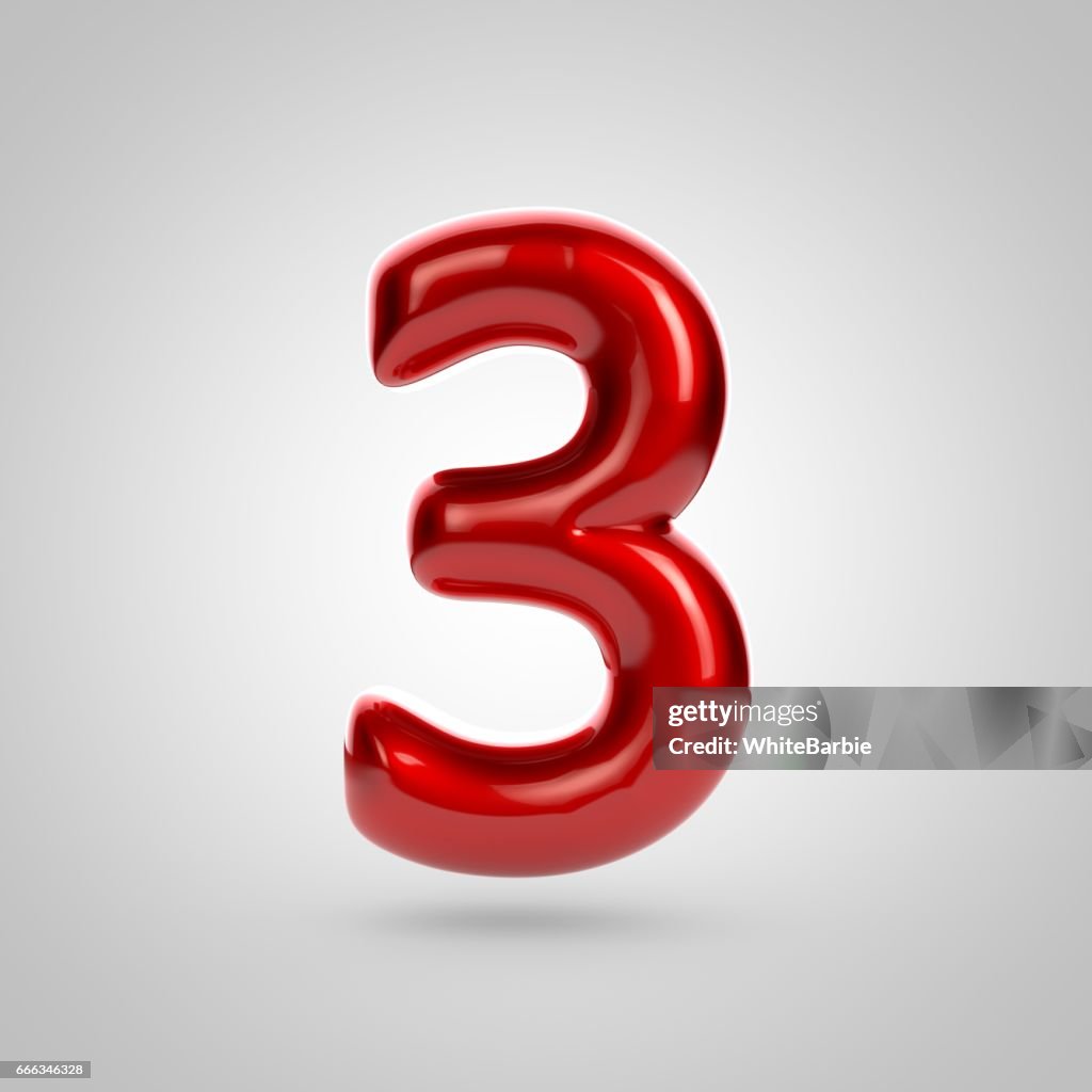 Three Numbers Images Red Metallic Paint Red Number 3 High-Res Vector Graphic - Getty Images