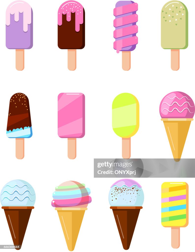 Helado De Dibujos Animados Ilustración De Vector Set De Cono De Oblea Ilustración de stock - Getty Images Helado De Dibujos Animados Ilustración De Vector Set De Cono De Oblea Ilustración de stock - Getty Images