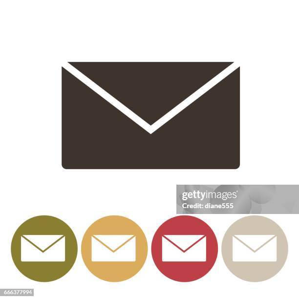 flat round website icon - - gold envelope stock illustrations