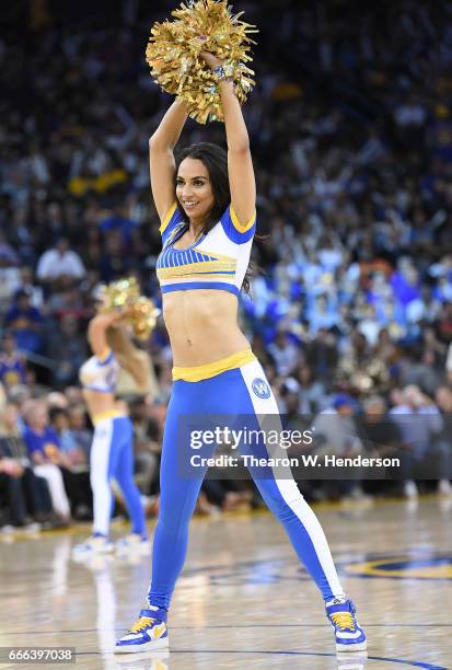 The Golden State Warriors Dance Team performs during an NBA basketball game between the Minnesota Timberwolves and Golden State Warriors at ORACLE...