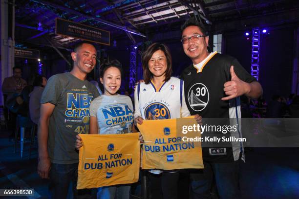 Members of the Bay Area business community attend the final American Express "All for Dub Nation" Watch Party on April 8, 2017 in San Francisco,...